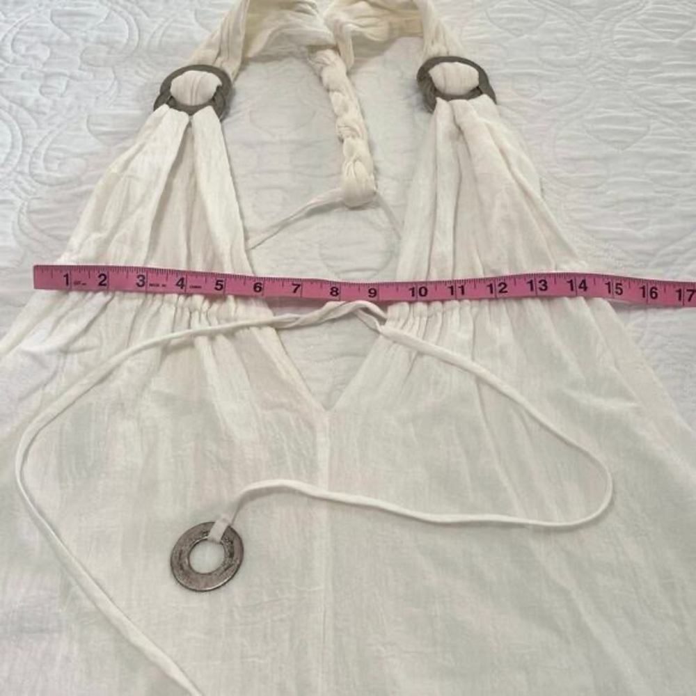 Alexis Maxi Gauze White Dress Deep V Bohemian Coastal Resort Womens Small - Picture 5 of 13